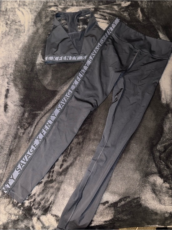 Savage X Fenty Pants - Savage X Fenty Fierce Black Active Leggings & Sports Bra Set